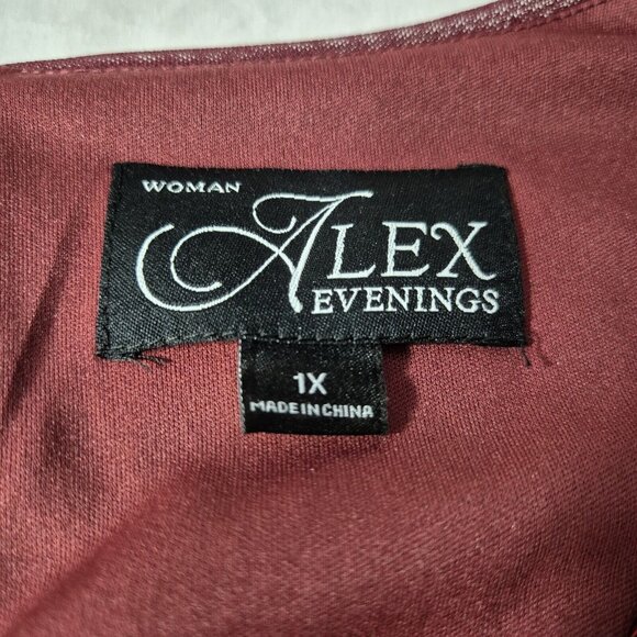 Alex Evenings Women's Size 1X Red Sequined Cowl Neck Blouse Tunic Top Plus (46) - Picture 11 of 14